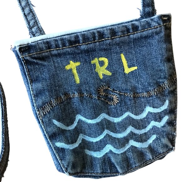 Handmade Crossbody Bag: Recycled Denim Cell Phone Holder, Table Rock Lake Pouch - Picture 2 of 11